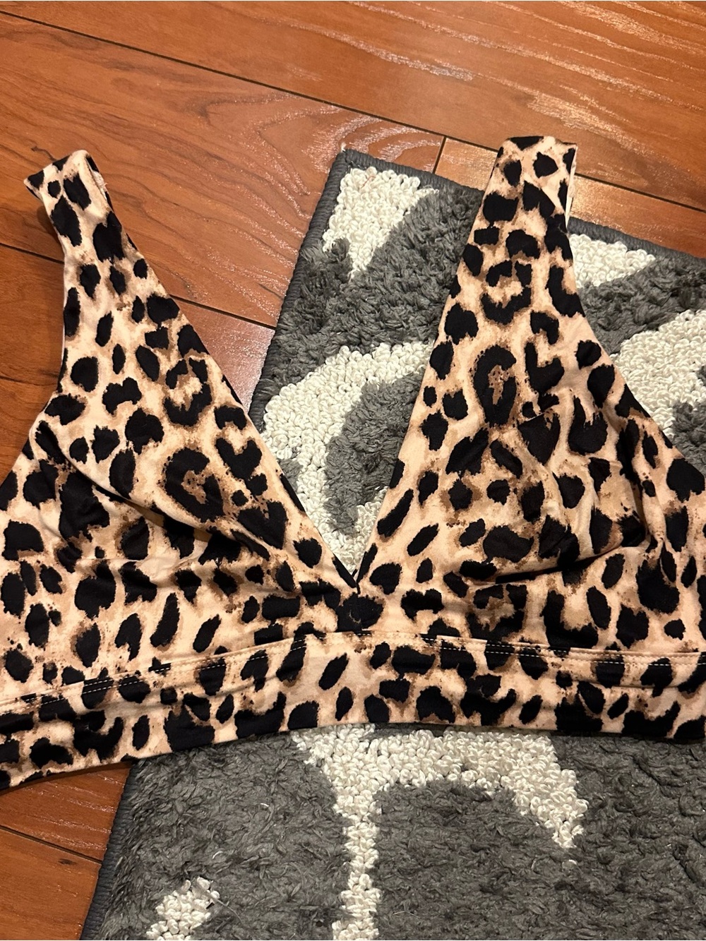 Victoria's Secret Print Bralette in Black and Tan with Gold Logo Size L